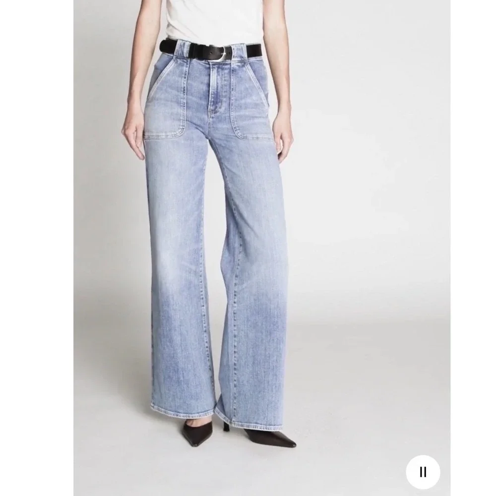 Frame Denim Midwash Wide-Leg Flare Jeans